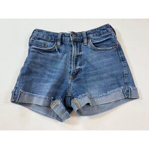Dear John Women Ivy Super High Rise Denim Short Frayed Hem 24 Light Wash (ii108)